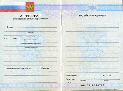 Аттестат 9 классов 2012